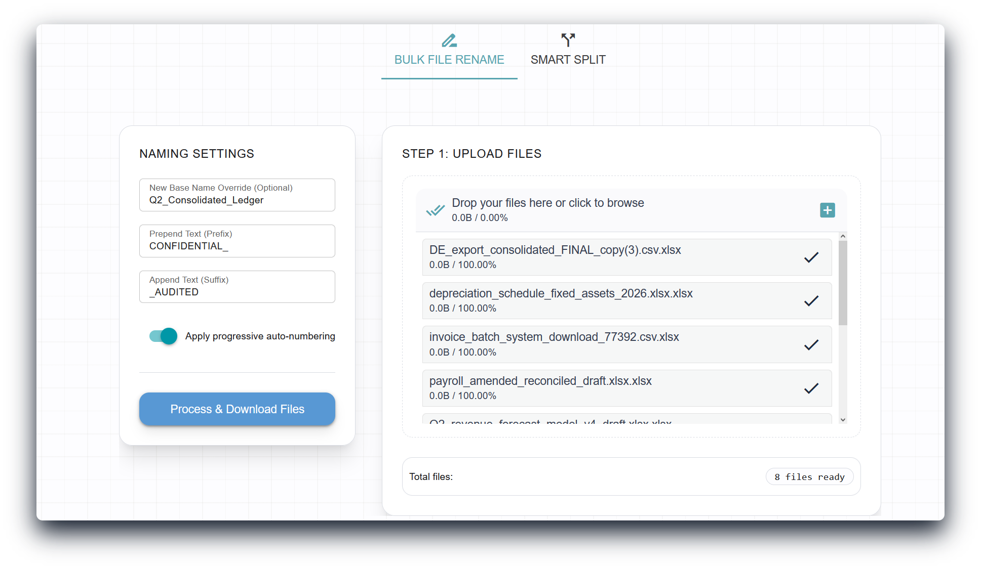 SpliceBatch File Sorting Helper Interface UI View