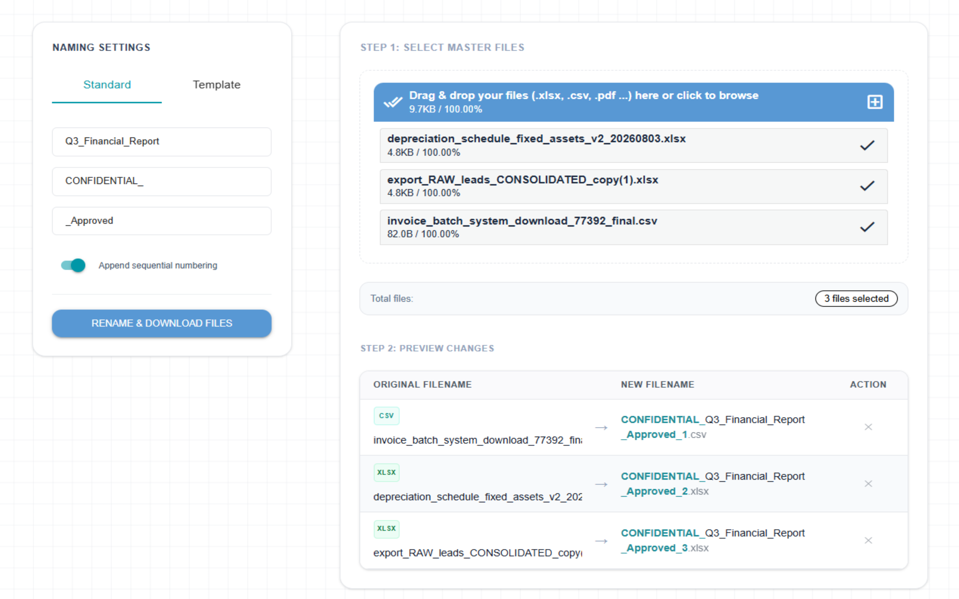 SpliceBatch File Sorting Helper Interface UI View