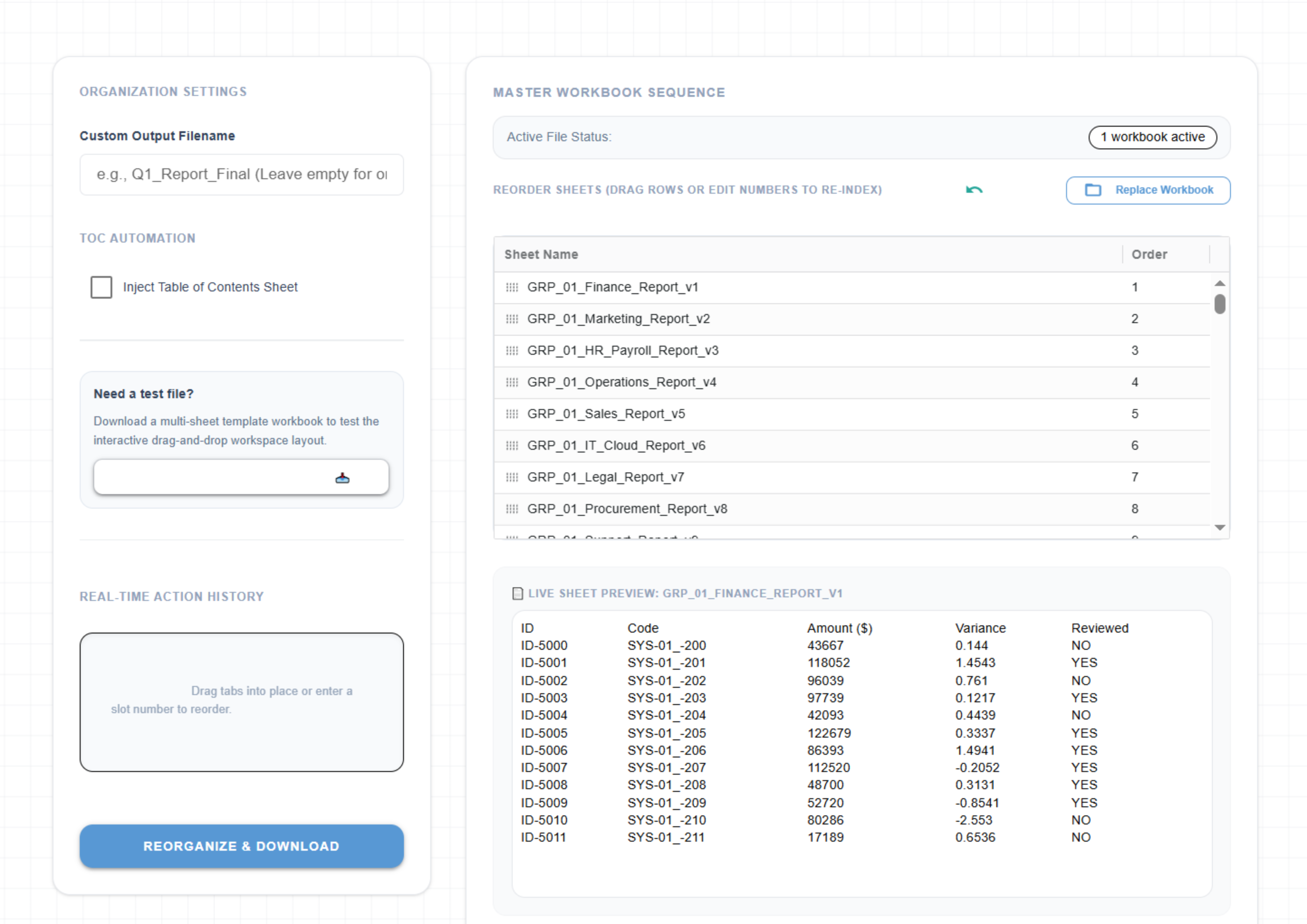 Splicebatch inject table of contents excel tool interface
